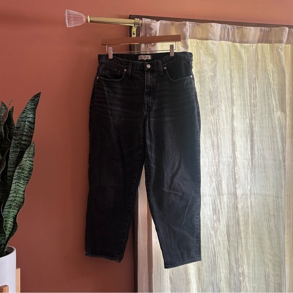 Madewell Petite Baggy Tapered Jeans Mackinnon Wash Charcoal Washed Black Size 30 - Picture 2 of 11